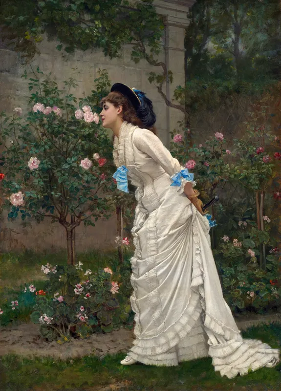 Woman And Roses (1879) by Auguste Toulmouche